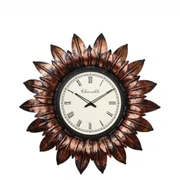 CHRONIKLE Copper Toned & White Textured Round Traditional Wall Clock-image-37