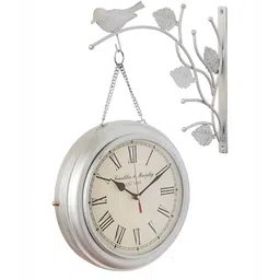 CHRONIKLE SilverToned and Black Round Analogue Contemporary Wall Clock-image-58