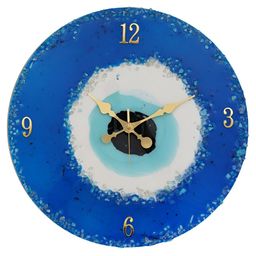 CHRONIKLE Blue & White Textured Round Contemporary Wall Clock-image-7