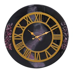 CHRONIKLE Black & Gold Toned Analogue Contemporary Wooden Wall Clock-image-43