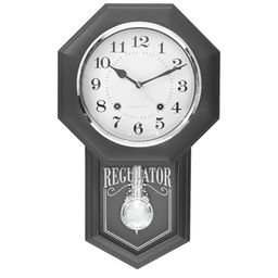 CHRONIKLE Grey & White Round Traditional Pendulum Wall Clock-picture-25