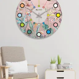 OLIVE TREE Pink Printed Contemporary Wall Clock-49
