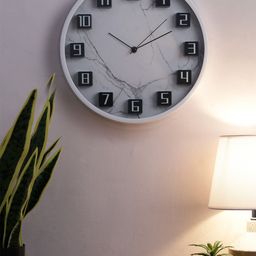 House Of Accessories White & Black Printed Contemporary Wall Clock-image-17
