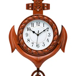 Attractionz Brown & White Round Textured Analogue Wall Clock-11