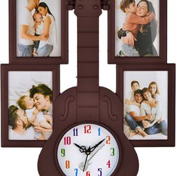 Attractionz Brown Round Contemporary Guitar Design Wall Clock-image-78