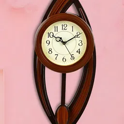 Attractionz Brown & White Pendulum Contemporary Wall Clock-image-91