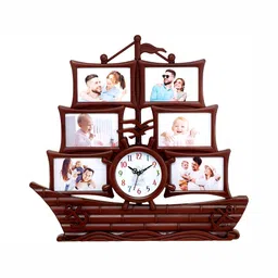 Attractionz Brown and White Analogue Contemporary Wall Clock-16