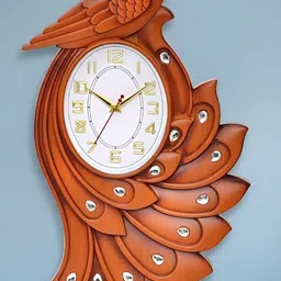 Attractionz Brown & White Oval Textured Analogue Contemporary Wall Clock-picture-18