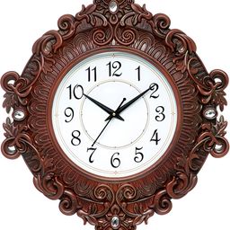 Attractionz Brown & White Textured Contemporary Round Analogue Wall Clock-14
