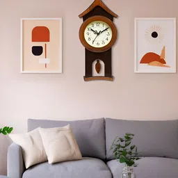 Attractionz Brown Round Contemporary Analogue Wall Clock-image-75