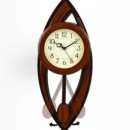 Attractionz Brown Round Shaped Pendulum Contemporary Analogue Wall Clock-image-87