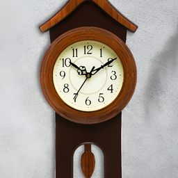 Attractionz Brown Contemporary Round Shaped Analogue Wall Clock-image-95