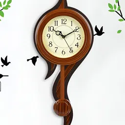 Attractionz Brown Round Pendulum Analogue Wall Clock-25