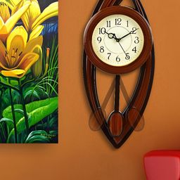 Attractionz Brown Round Contemporary Analogue Wall Clock-image-93