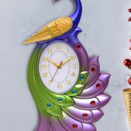 Attractionz Purple & Green Textured Contemporary Oval Shaped Wall Clock-image-81