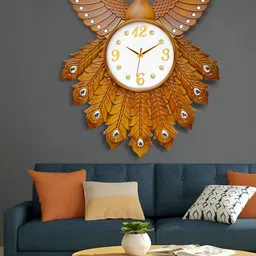 Attractionz Brown and White Textured Contemporary Analogue Wall Clock-10