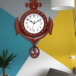 Attractionz Brown & White Textured Vintage Round Shaped Wall Clock-11