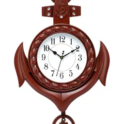 Attractionz Brown Contemporary Round Shaped Pendulum Wall Clock-image-73