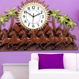 Attractionz Brown & White Textured Abstract Shaped Contemporary Clock-image-99