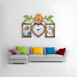 Attractionz White & Brown Heart Shape Contemporary Wall Clock-image-84