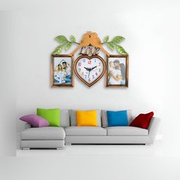 Attractionz Gold Toned Contemporary Heart Shaped Analogue Wall Clock-image-40