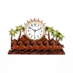 Attractionz Brown Round Textured HorseHead Analogue Wall Clock-image-77