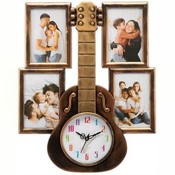 Attractionz Brown & White Round Shaped Contemporary Analogue Wall Clock With Photo Frame-4