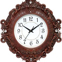 Attractionz White & Brown Round Textured Analogue Wall Clock-image-43