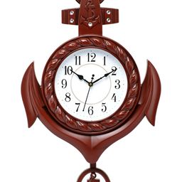 Attractionz Brown & White Round Shaped Contemporary Pendulum Analogue Wall Clock-image-78