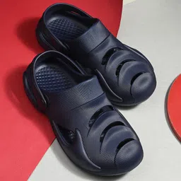 HRX by Hrithik Roshan Men Navy Blue Self Design Croslite Clogs-picture-23
