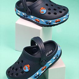 NEOZ Boys Navy Blue & Orange Rubber Clogs-43