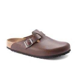 Birkenstock Men Boston Grip Vintage Wood Pure Leather Regular Width Clogs-picture-8