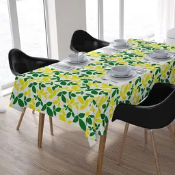 Encasa Homes 8 seater Cotton Green & Yellow Printed Table Cloth-45