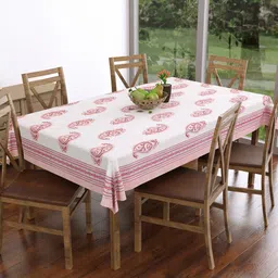 BLOCKS OF INDIA Pink Printed Cotton Table Cloth-2