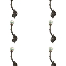 IndianShelf Black & White 6 Pieces Abstract Printed Ceramic Robe Wall Hooks-21