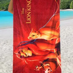 Athom Living Orange-Coloured & Yellow Lion King Printed Pure Cotton 350 GSM Bath Towel-image-89