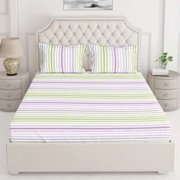 Layers Unisex Multi 225 TC Double Bedsheets With 2 Pillow Cover-image-69