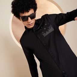 DENNISON Smart Abstract Printed Spread Collar Long Sleeve Cotton Shirt-picture-43