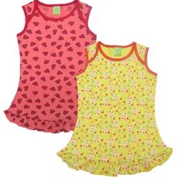 Clothe Funn Infant Girls Pack Of 2 Conversational Printed Cotton A-Line Dress-image-32