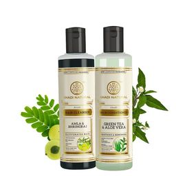 Khadi Natural Amla & Bhringraj Shampoo + Green Tea & Aloevera Hair Conditioner - 420ml-42