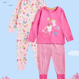 mothercare Infant Girls Pink & Blue Pack Of 2 Printed Pure Cotton T-shirt with Joggers-image-27