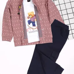 MashUp Boys Self Design Mandarin Collar Long Sleeves Pure Cotton Shirt & T-Shirt & Trouser-picture-11