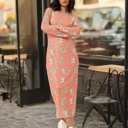 DressBerry Girly Girl Soft Net Graphic Printed Maxi Dress Comes With Inner Slip-picture-14