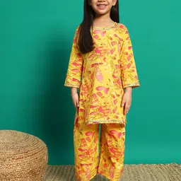 Readiprint Fashions Girls Floral Printed Gotta Patti Pure Cotton Kurti with Palazzo-image-81