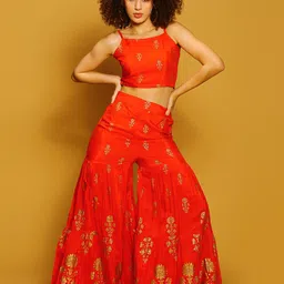 Sera Printed Shoulder Straps Top & Sharara-picture-22