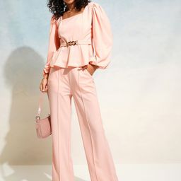 Tokyo Talkies Peplum Top & Straight Pant Co-Ord-12