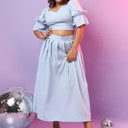 Instafab Plus Sweetheart Neck Crop Top & Skirts Co-Ords-image-17