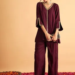 Shae by SASSAFRAS Embroidered Top With Trousers image 1