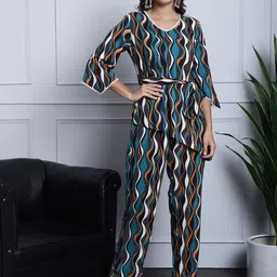 Claura Printed Top With Trousers Co-Ords-image-96