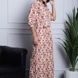 Claura Floral Printed Pure Cotton Top With Trousers-picture-55